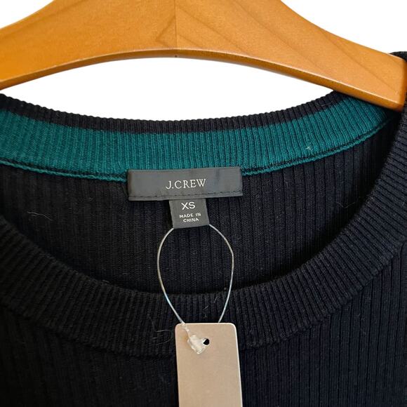 NWT J. Crew Ribbed Knit Midi Dress Black Short Sleeve Classic Office Formal XS - Picture 4 of 10